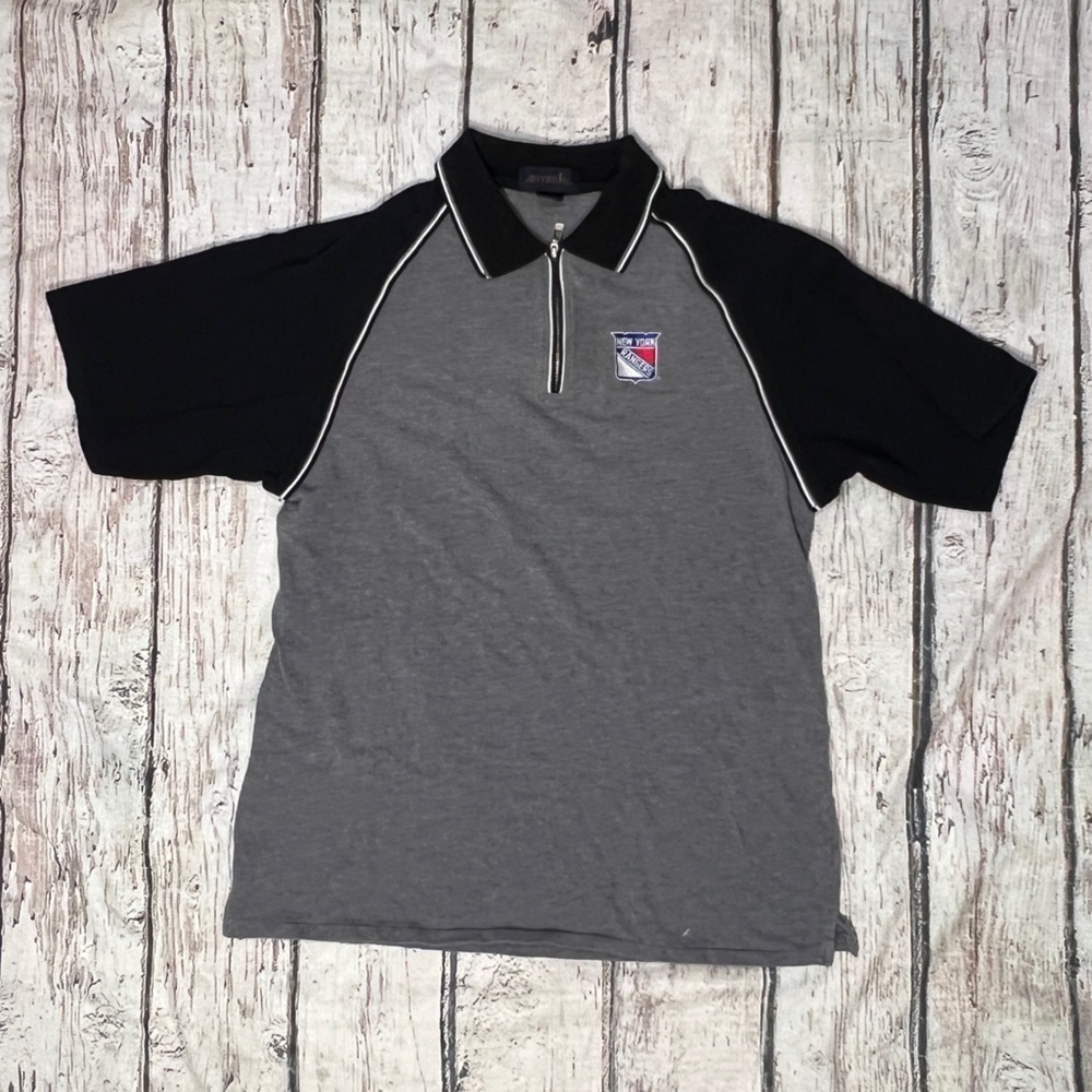 New York Rangers Men's Golf Polo NHL Hockey Gray Short Sleeve Shirt